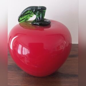 Red Glass Apple Paperweight Sculpture